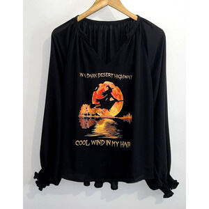 Halloween Witch Tunic Dark Desert Highway Eagles Top Shirt Black Sz M BohoChic